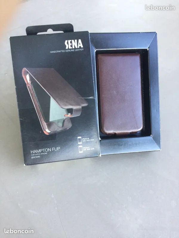Etui Iphone 4/4s cuir véritable pleine fleur + 1 autre étui offert (image 2)