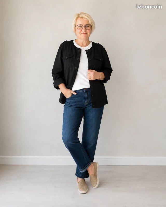 Veste en jean noire stretch Nana Belle (image 6)