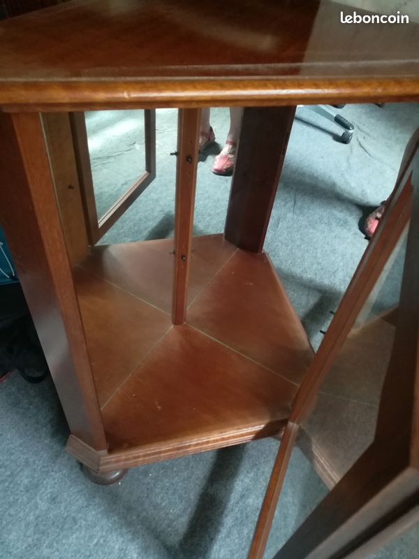 Vitrine d'angle bois + verre (image 2)