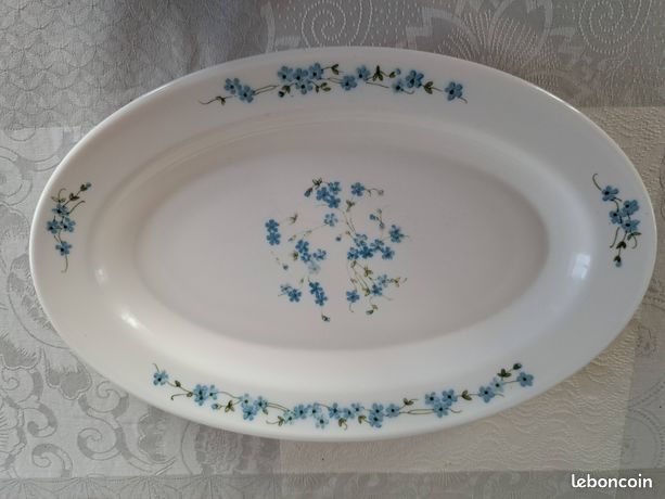Plat à four rectangulaire Arcopal myosotis vintage