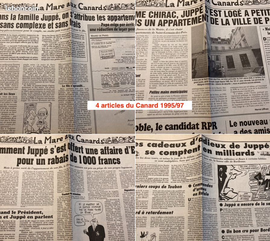 Alain Juppé & la justice : dossier composé de 42 articles parus entre 1995 & 2004 (Libération-Le Monde-Le Point-Le Parisien) + 15 N° du Canard Enchainé (1995/97) où Juppé fait la Une et 4 articles du (image 5)