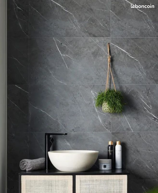 NEUF - Dalle murale PVC Dumawall+ gris Sardinia DUMAPLAST L.65 x l.37,5 cm x Ep.5 mm (image 3)