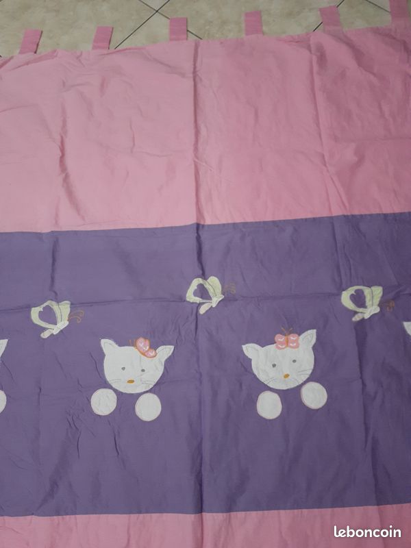 2 rideaux doublé enfant coton 160 x 130 cm (image 2)