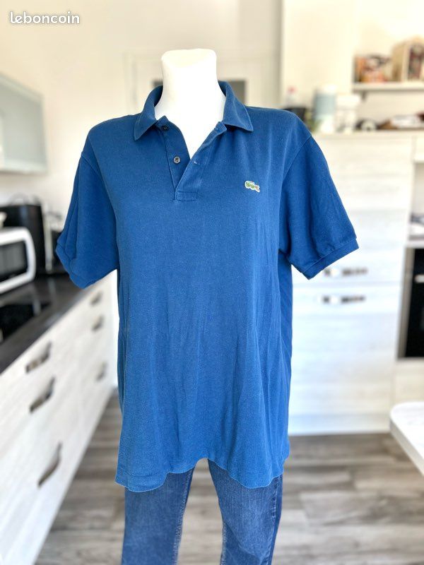Polo bleu foncé manches courtes 100% coton Taille 5/XXL 46 Lacoste (image 1)