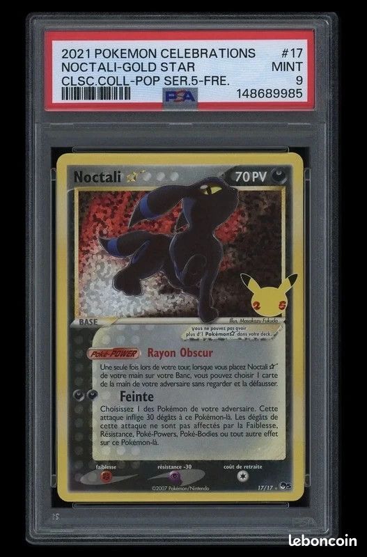 Pokémon Noctali Étoile d'Or 17/17 Célébrations PSA 9 (image 1)
