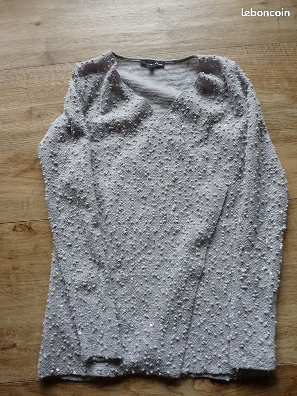 Gilet Etam gris et à paillettes (image 1)