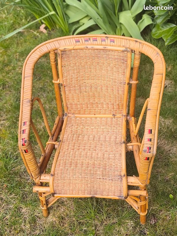 Vintage 60s 70s Ancien SIEGE VELO ENFANT en ROTIN OSIER Retro