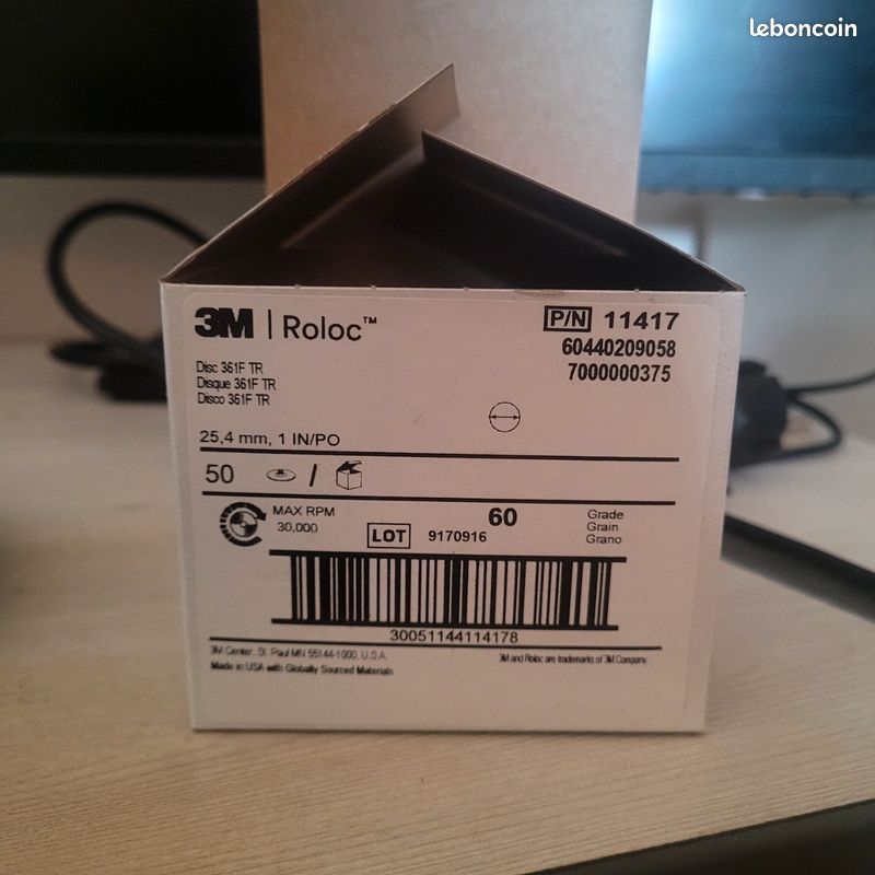 Vente de 8 boîtes de disques abrasifs 3M ROLOC - 25,4mm, grain 60 (image 3)