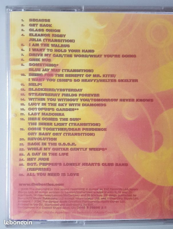 CD The Beatles " Love " (le CD est une copie) en très bon état (image 2)