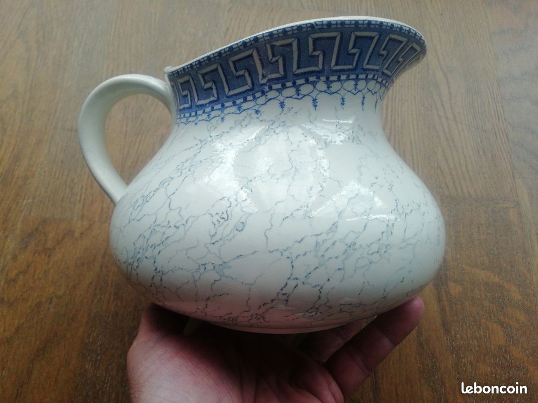 ANCIEN BROC VASE Terre De Fer Decor Fleurs Luneville K Et G EUR 65,00 - FR