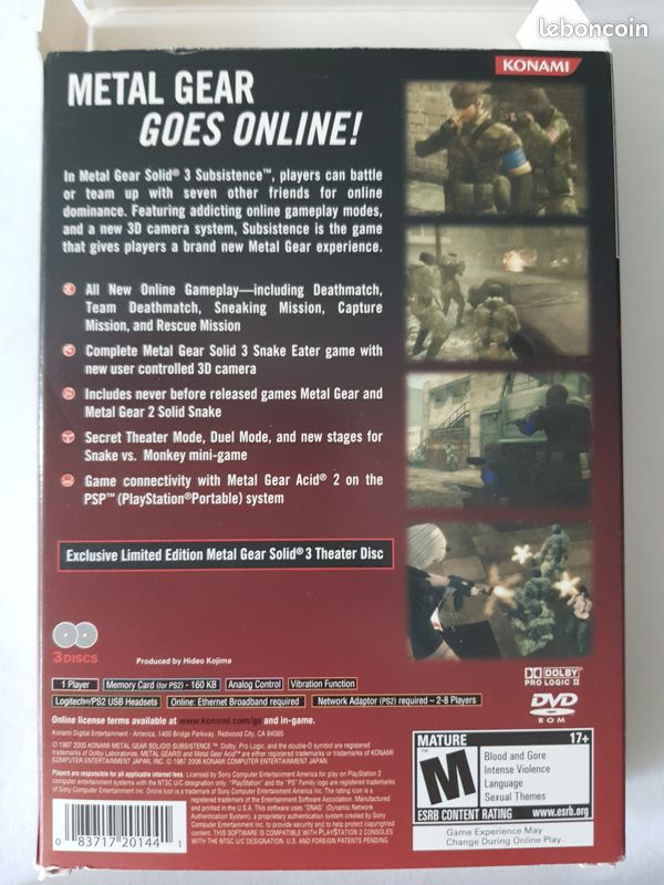 Metal gear solid 3 subsistence edition limitee ps2 + Guide Officiel Konami (image 3)