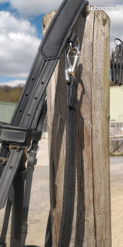 Filet (bridon) taille cheval noir attaches mousquetons (image 4)