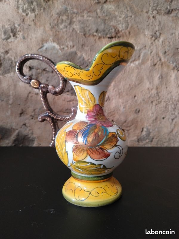 Vase aiguière H Becquet en céramique a décor peint (image 4)