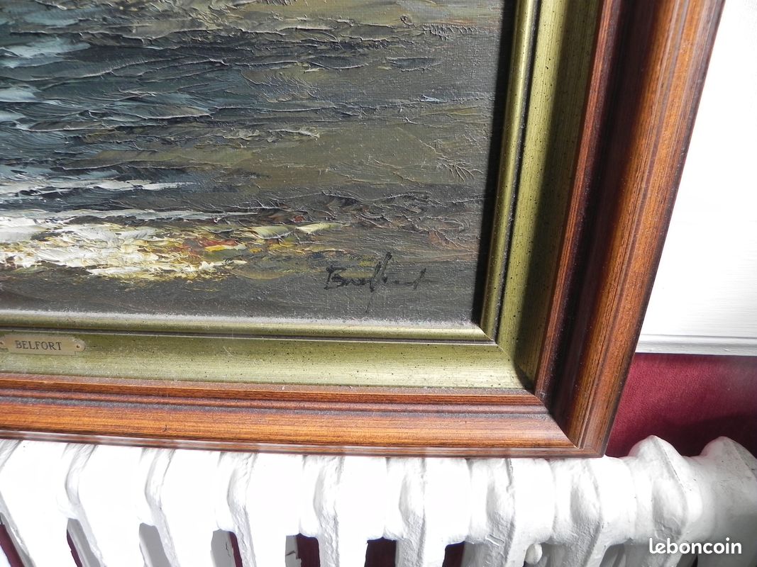 Beau tableau HST marine, bateaux signé Belfort (image 5)