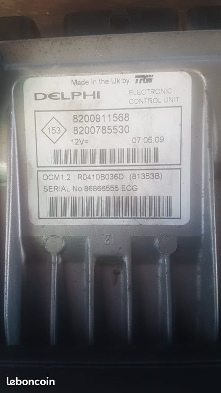 Kit démarrage dacia sandero dci de 2009 ref: dcm 1.2 R0410B036D composé de ecu,uch, 1 clefs ,antenne neiman (image 2)