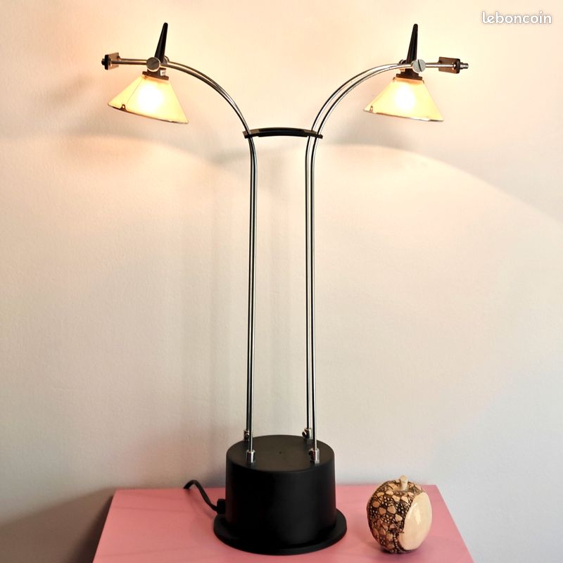 Grande lampe de bureau vintage – Fuder Allemagne – Design post-moderne années 80 – Halogène orientable (image 1)