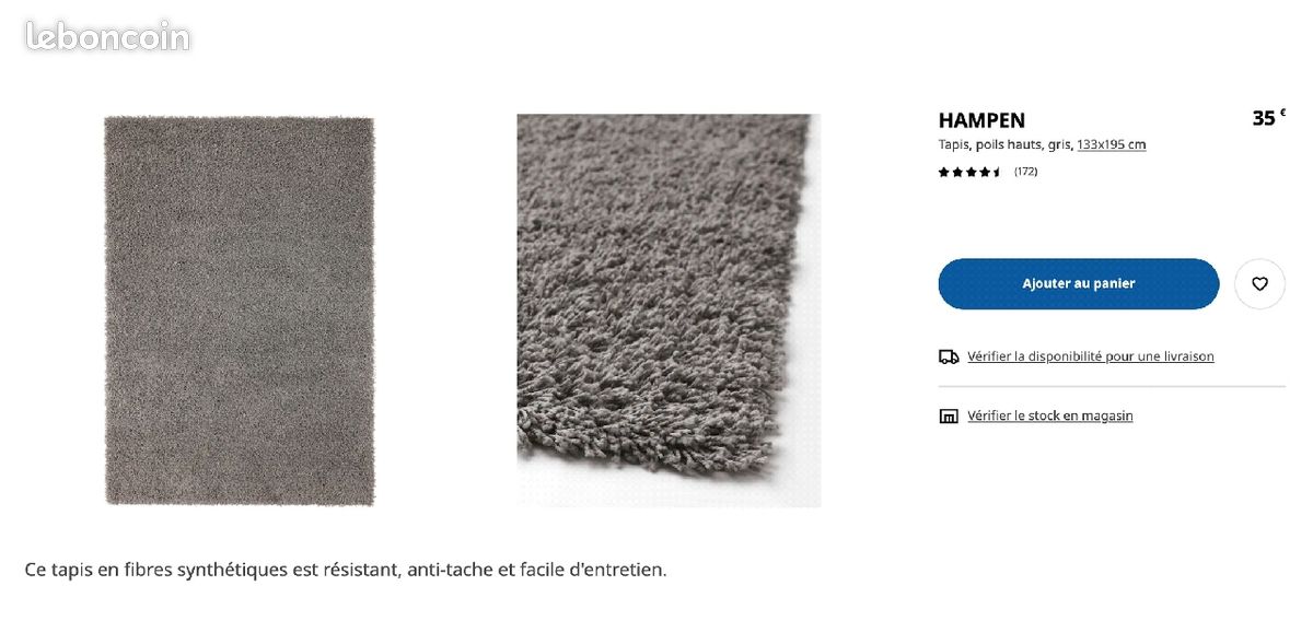 Tapis 133x195 (HAMPEN) IKEA (image 4)
