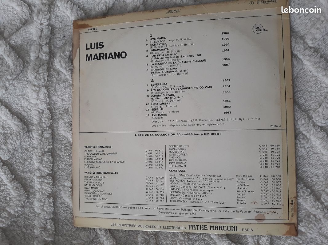 Vinyle Luis Mariano - Ave Maria 33 Tours (image 2)