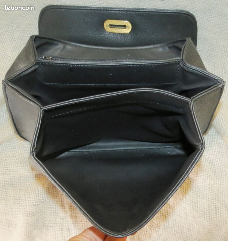 Sac Texier Cuir Noir 3 compartiments (image 2)