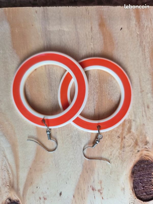 Boucles d'oreilles créoles Pop Art 🌈 Style Vintage 60s (image 4)