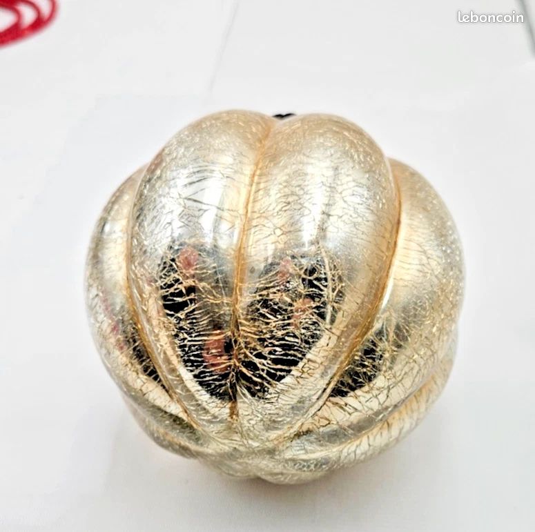 Ancienne Boule De Noël En Verre églomisé Mercurisé - Diamètre 8 Cm - Vintage