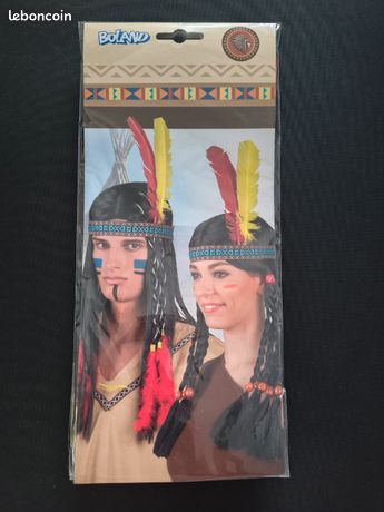 Bandeau Indien Boland 44136 Avec Plumes - Style Cowboy Western Apache Pour Carnaval Et Fêtes Déguisées