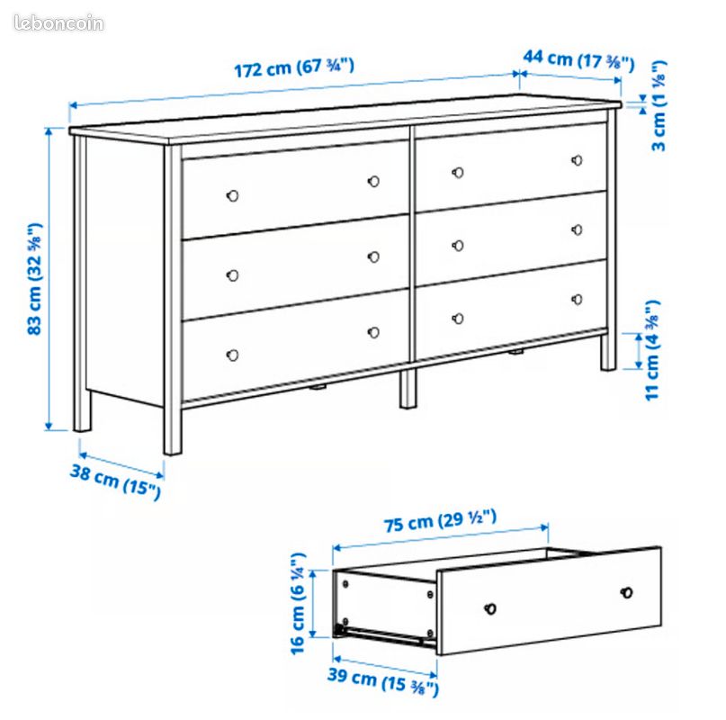 Commode blanche 6 tiroirs - KOPPANG IKEA (image 3)