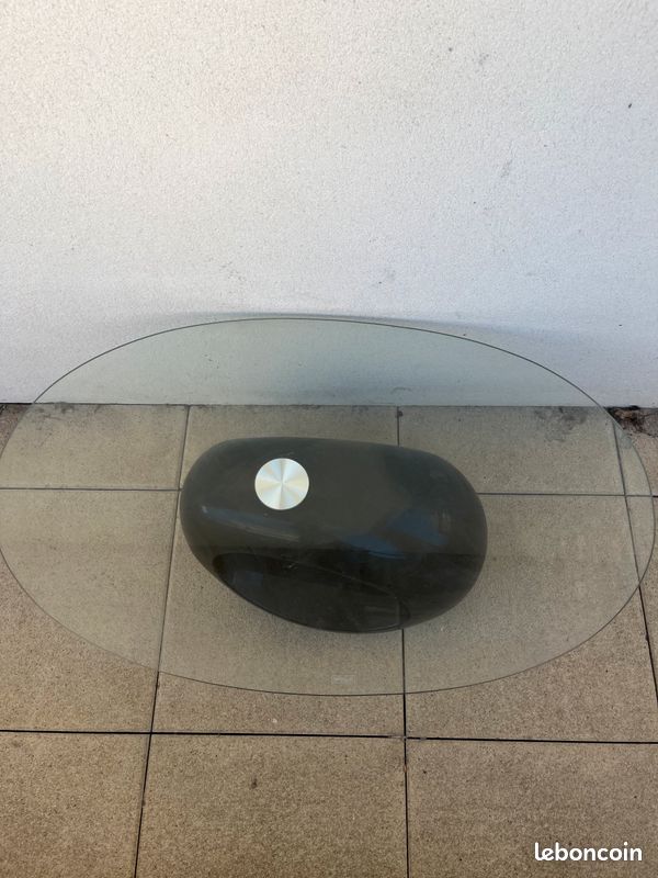 Table basse design Galet - Verre trempé - TBE (image 1)