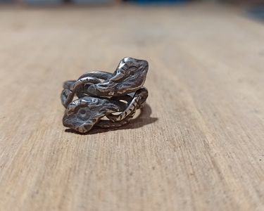 Bague En Argent Massif Motif Serpent Entrelacé - Taille 52 - Bijou D'occasion - Fabriqué En France