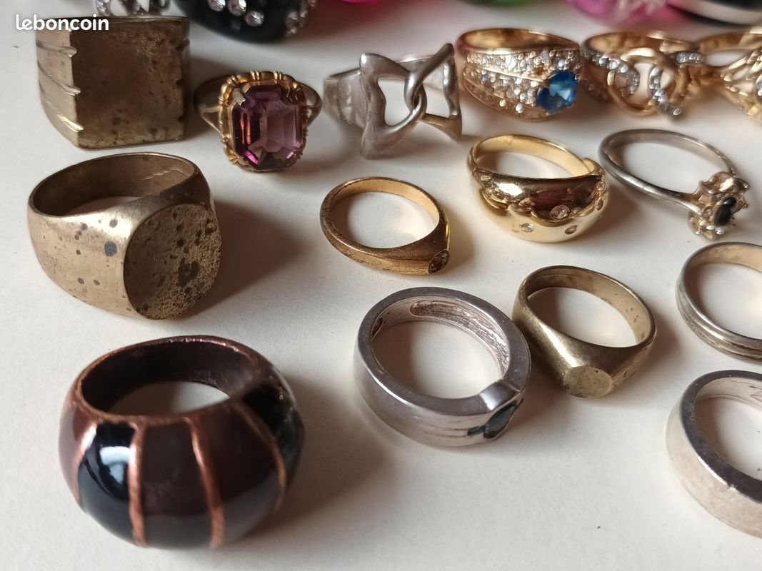 Bague Fantaisie Vintage Créateur - Taille 51 - Argenté - État D'usage