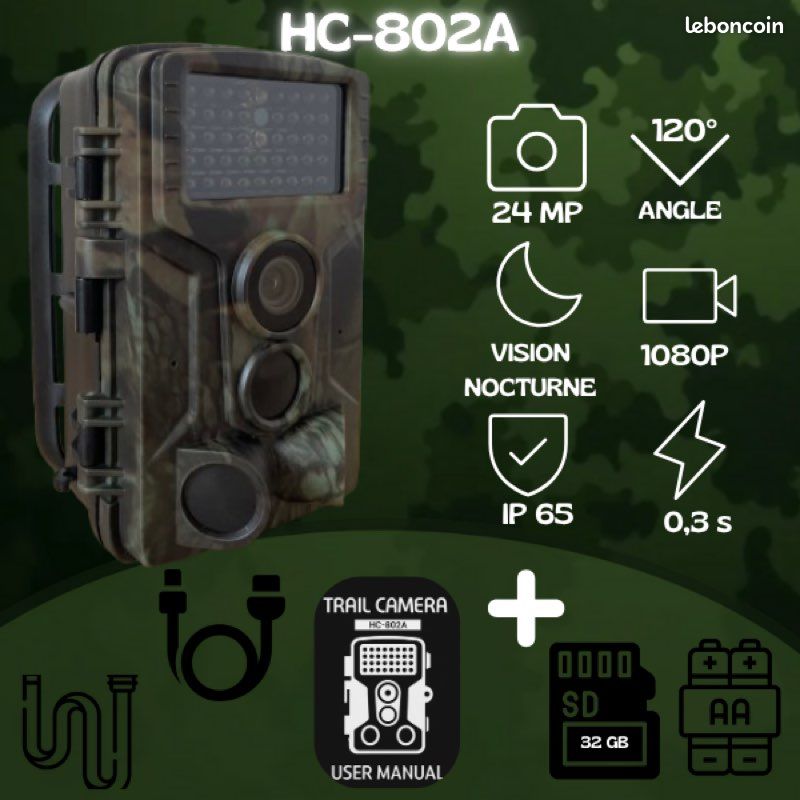 Caméra Chasse Déclenchement 0.3s 20MP/1080P Vision Nocturne Détection Mouvement Surveillance - Caméras de surveillance et pièges photo (14764813