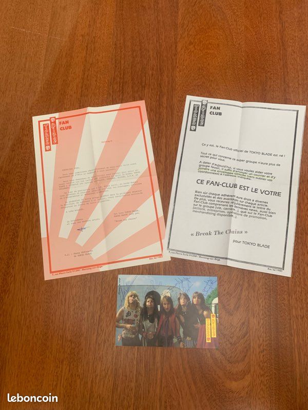 RARE - photo dédicacée par TOKYO BLADE + courrier lancement fan club 1990 (image 1)