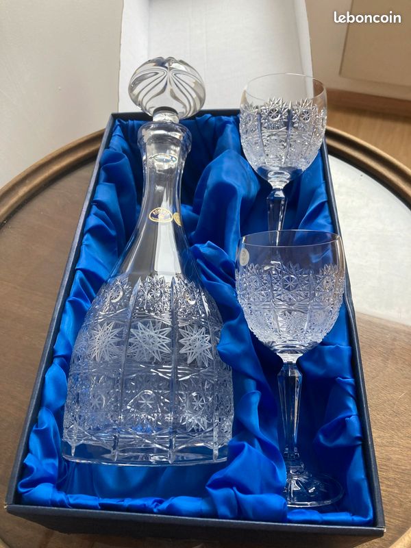 Ensemble cristal de Bohème carafe + 2 verres (image 2)