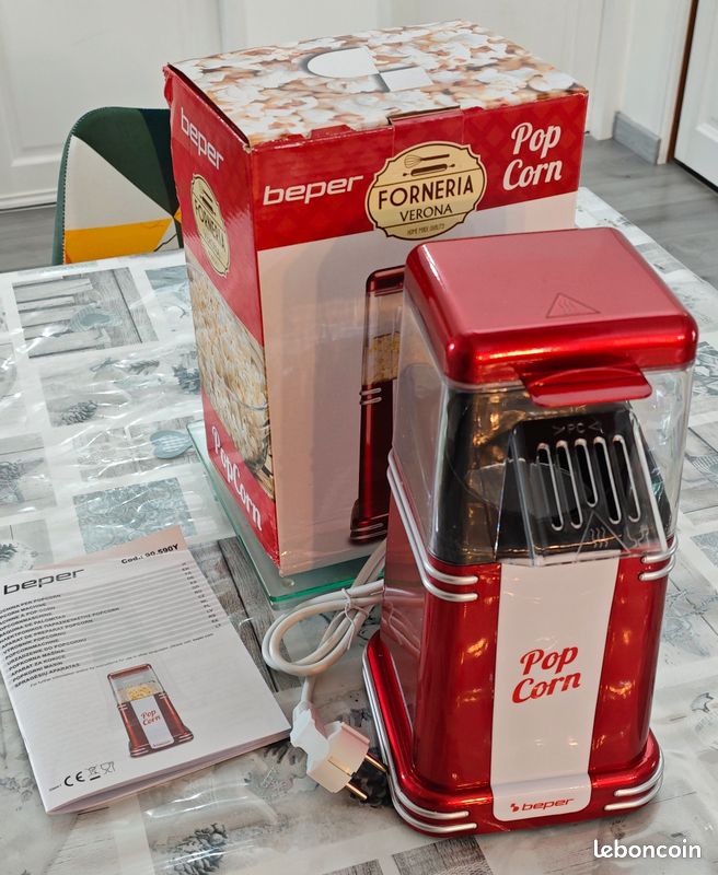 BEPER 90.590Y Machne à Pop-Corn, Pop-Corn en 3 Mnutes, Sans Matères BEPER 90.590Y Machne à Pop-Corn, Pop-Corn en 3 Mnutes, Sans Matères
