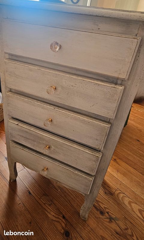 Commode en bois chiffonier 5 tiroirs ancienne (image 10)