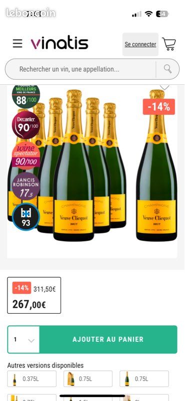 Lot de 6 bouteilles de veuve clicquot (image 3)