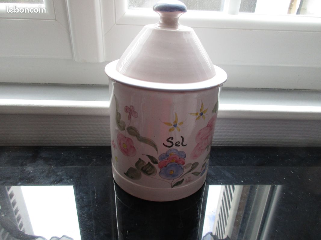 1 Grand Pot à Sel Céramique Vintage Artisanal signé Parfait Etat (image 1)