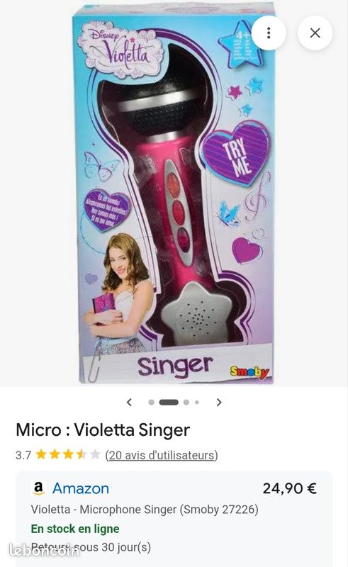 Smoby 27226 – Microphone Chanteur Violetta – 4 Chansons Originales, 8 Effets Sonores, Applaudissements, Piles AA Incluses