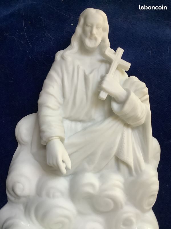 Saint Joseph et l'enfant Jésus en biscuit de porcelaine - Antiquités Christiaens
