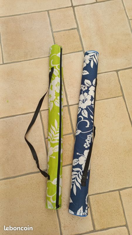 Natte De Plage Roulée Imprimée 178x86 Cm – 2 Modèles : Bleu Foncé Salamandre Ou Bleu Clair Fleurs – Imperméable
