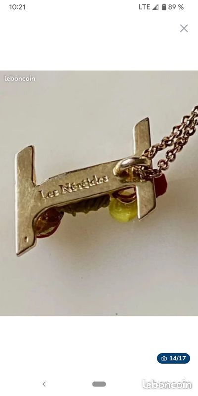 Marque: les Néréides (Fr), lot 4 bijoux Colliers Lettres F,O,D, Chiens neuf, plaqué or; 1000 articles et bijoux (image 9)