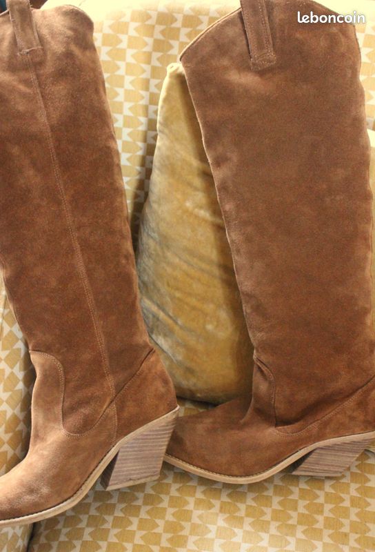 Paire de bottes hautes cuir camel Bronx 41 (image 13)