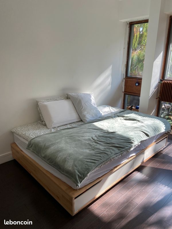 Cadre de lit MANDAL ikea + matelas VESTERÖY 140x200cm (image 1)
