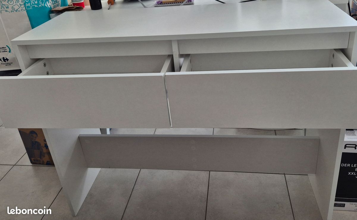 Console blanche 2 tiroirs (image 3)