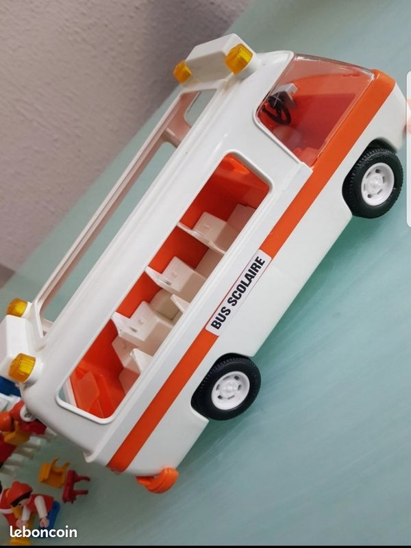 PLAYMOBIL Vintage #3521 - Bus Scolaire + Feu Tricolore