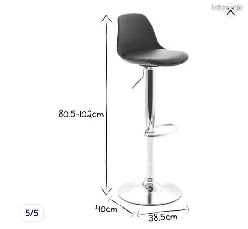 4 Tabouret de bar gris (image 2)