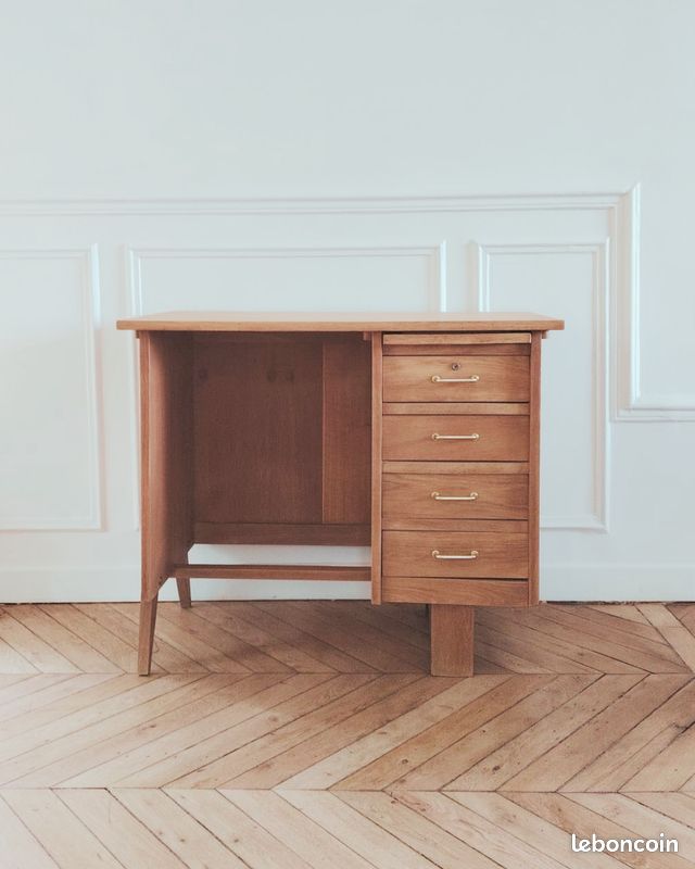Bureau vintage rénové, style scandinave, années 50-60 (image 2)