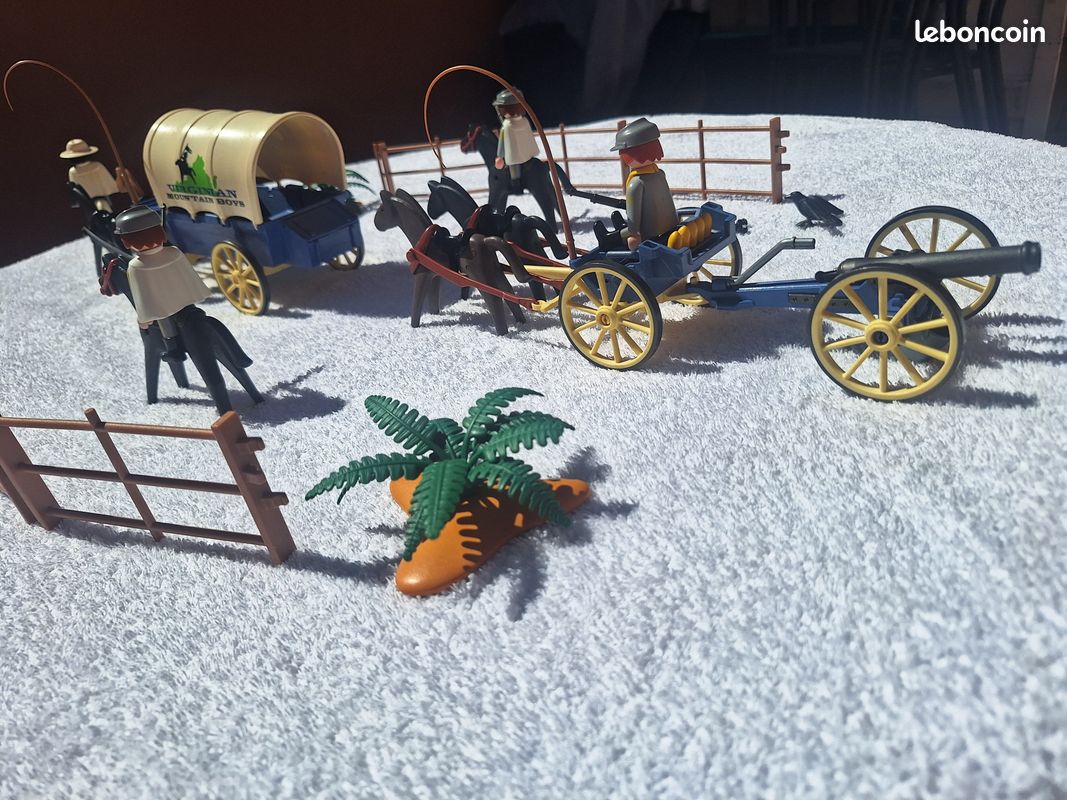 Playmobil Western - Chariot Sudiste Régiment Alabama Avec Munitions Et Poudre - Occasion