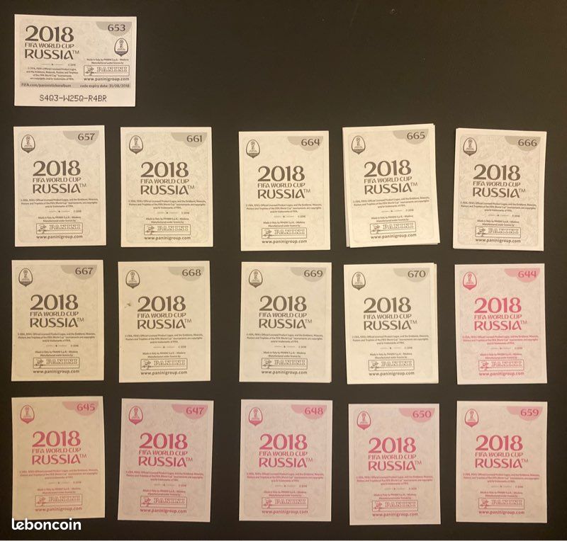 Lot De 54 Cartes à Collectionner Officielles – Coupe Du Monde FIFA Russie 2018 (neuf)