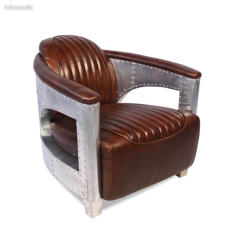 FAUTEUIL AVIATEUR CUIR VINTAGE MARRON Stanfield (image 1)